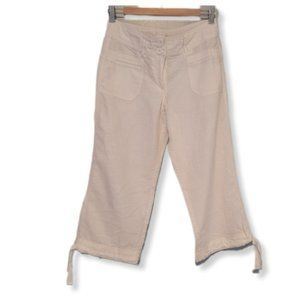 H&M White Capri Pants with Drawstrings Size 6